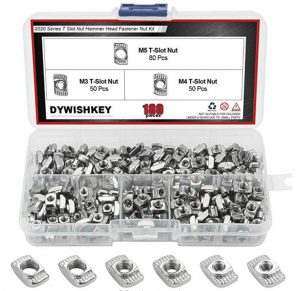 DYWISHKEY 180 Pieces 2020 Series T Nuts M3 M4 M5 T Slot Nut Hammer Head Fastener Nut Assortment Kit for Aluminum Profile