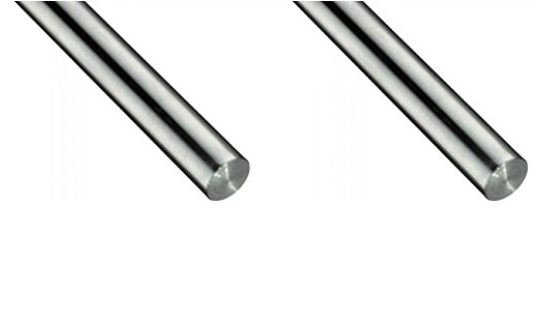 Two 8mm x 406mm Case Hardened Chrome Linear Motion Rods Shafts Guides - Metric G6 Tolerance